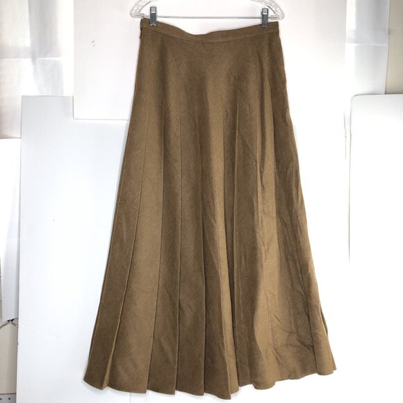 Bonnie & Norma Maxi Skirt Size 12 Brown Pleated Fall Flowy Silhouette Preppy - Picture 6 of 8